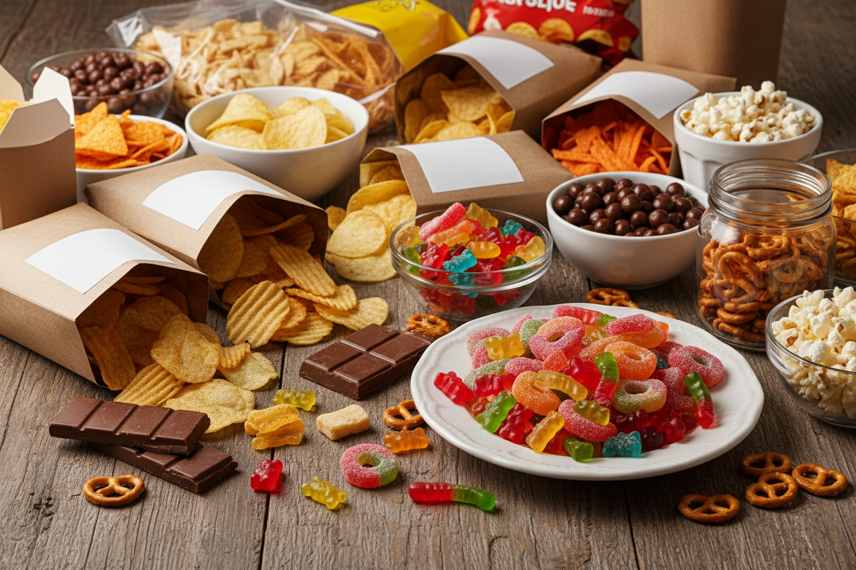 Chips, godis och snacks